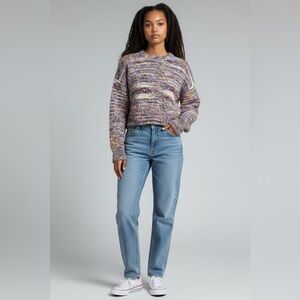 Sweet & Sinful Colorful Cropped Knit Sweater Size Large